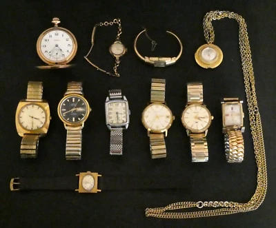 $90 • Buy Vintage Watch Lot Gold Filled Gruen Bulova Timex Caravelle Benrus Norexa As Is