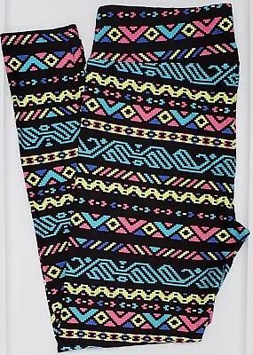 OS LuLaRoe One Size Leggings Tribal Aztec Cute Multi-color Print NWT H45 • $8.90