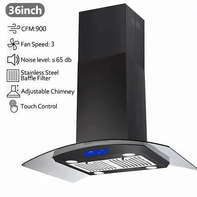 36inch Island Range Hood Stainless Steel 900CFM Kitchen Vent Touch Control Black • $309.99