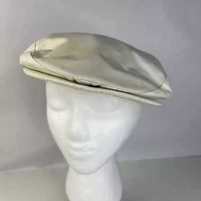 Vintage USA Union Made Water Repellent News Boy Golfer Cabbie Hat Ivory Large • $13.49