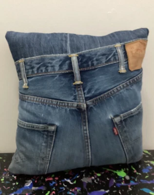 £10 • Buy Funky - Vintage LEVI'S 501 Blue Denim MOD Designer Cushion - Man Cave Gadget