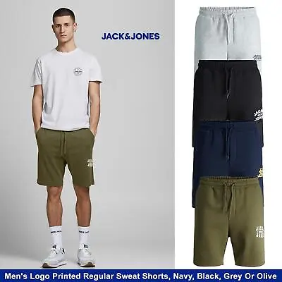 £11.99 • Buy Jack & Jones Men's Logo Printed Regular Sweat Shorts, Navy, Black, Grey Or Olive