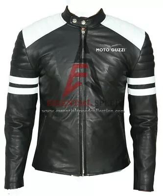 Moto Guzzi Motorbike Leather Jacket In Cowhide With 5 Armour Protection Inside • $176.82