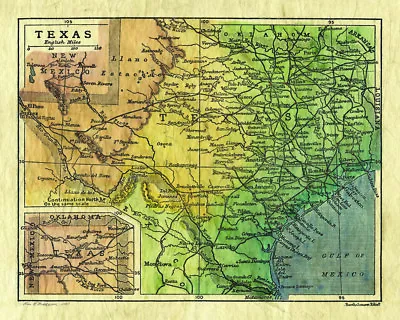 $45.59 • Buy Texas 1906 Historic Map Reproduction Artwork Wall Art Print Vintage