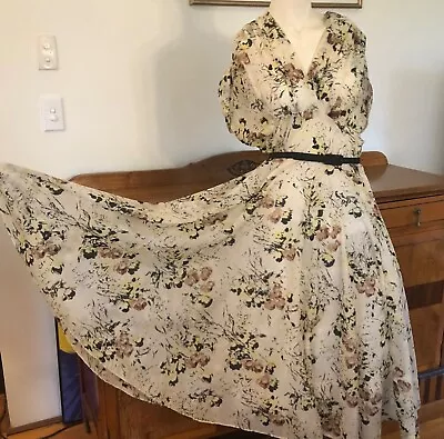 Original Vintage 1950's Nylon Tea Dress  RocknRoll/Swimg/Rockabilly Size 10/12/M • $95