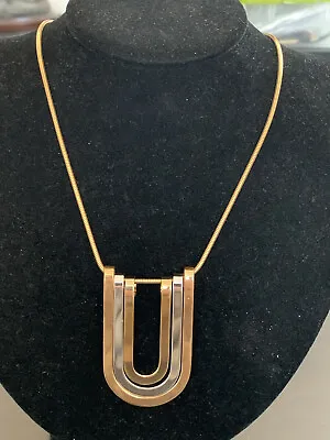 $85 • Buy Danecraft Sterling Silver 925 Art Deco Two Tone Vintage Necklace - Wow!!