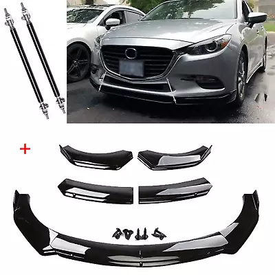 Car Front Bumper Lip Splitter Spoiler Body Kit & Strut Rods For Mazda 2 3 5 6 • $69.99