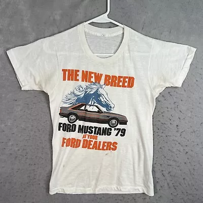 Vintage 70s 1979 Ford Mustang Official Pace Car T Shirt Adult Small White Mens • $49.99
