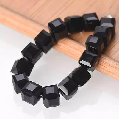 3mm 4mm 6mm 8mm 10mm Cube Faceted Crystal Glass Loose Craft Spacer Beads • £3.54