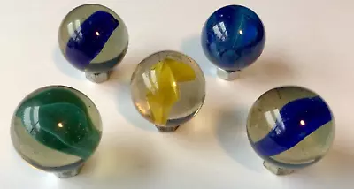 Vintage Four 1-1/8” Shooter Cat's Eye  1 Color Glass Marbles • $12.50