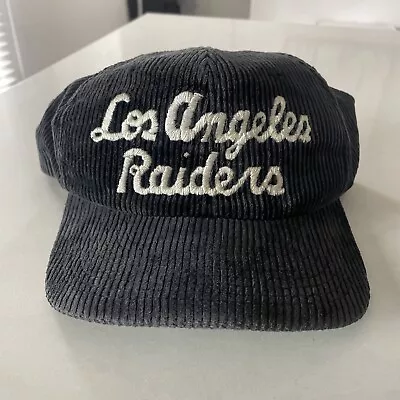 Vintage Los Angeles Raiders Snapback Corduroy Hat Oakland Script Starter RARE • $180