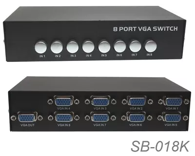 Compact 8-Way VGA (HD15) Push Button Metal Mini Switch Box CablesOnline SB-018K • $19.95