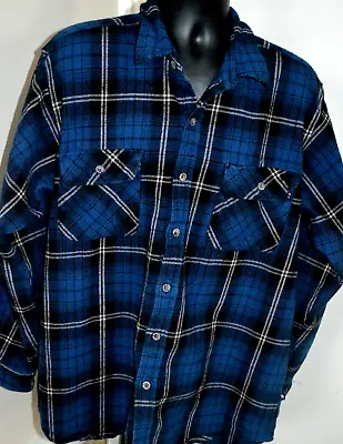 MOOSE CREEK HEAVY FLANNEL SHIRT 2XLT BLUE PLAID Mens Chest Pockets Rugged VGC • $18.48