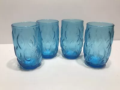 4 Vintage Retro Blue Juice Glasses LOT • $10