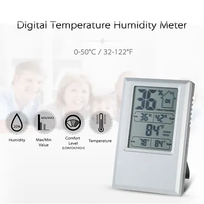 Indoor Digital  Hygrometer Max Min Value Comfort Level Display I8U8 • £8.20