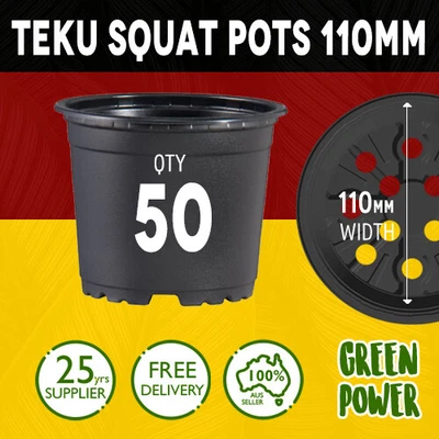 $30.99 • Buy 50 Teku Squat Black Plastic Pots 110mm - Great Fr Seedlings Herbs Veg Uv Resist