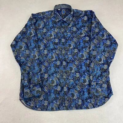 Luchiano Visconti Shirt Mens 2XL Blue Long Sleeve Signature Collection Button • $26.99