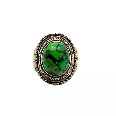 Green Turquoise Vintage Sterling Silver 925 Ring Size 7.25 • $51.70