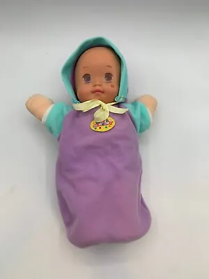 Mattel Magic Nursery Baby Doll Plush 12  1991 Removable Clothes Diaper Purple • $25.95