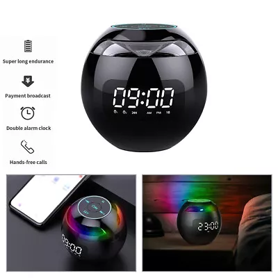 Digital LED Alarm Clock Round Bedside Night Light TF Bluetooth Speaker • $24.99