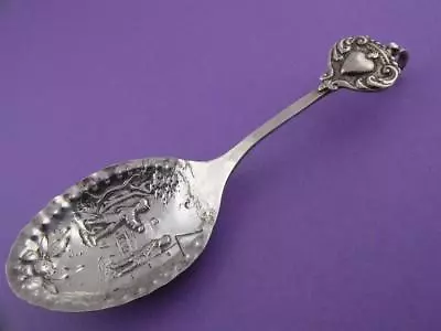 Wonderful 800 Silver Hanau Germany MONKEY SPOON Heart Handle Figural Scene Bowl • $48