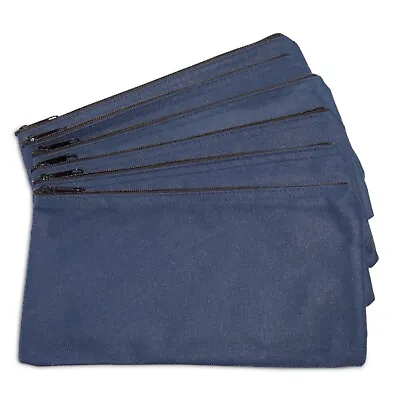 DALIX Zipper Bank Deposit Money Bags Cash Coin Pouch 6 Pack In Navy Blue • $12.98