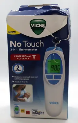 Vicks No Touch 3 In 1 Thermometer Measures Forehead Food Bath Temp Damaged Bx • $11.89