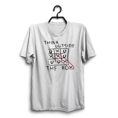 THINK OUTSIDE BOX Men Birthday Funny White T-Shirt Novelty Joke Tshirt Clothing  • $12.57