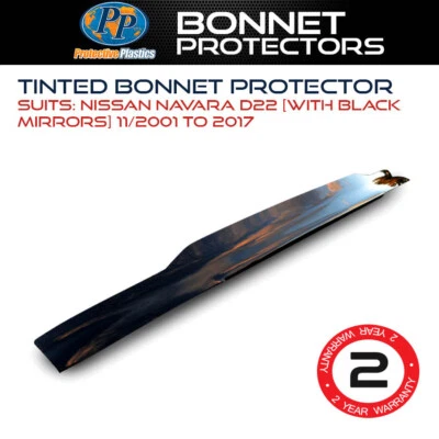 $116.99 • Buy Tinted Bonnet Protector Fits Nissan Navara D22 11/2001-Onwards [Black Mirrors]