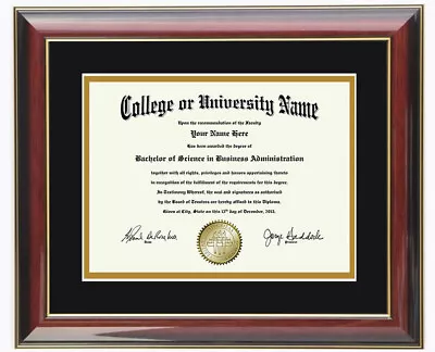 Diploma Frame Mahogany Gold With Matboard  6x88x107x98.5x1111x1411x1714x17 • $32.99