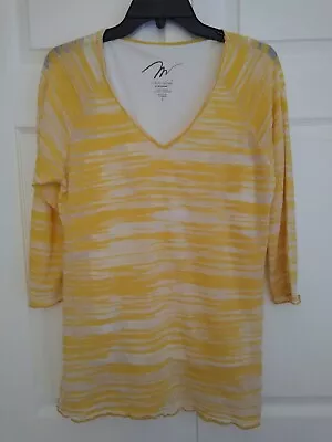 MiracleBody By MiracleSuit Size L Yellow 3/4 Sleeve Lined Top Made In USA • $13.99