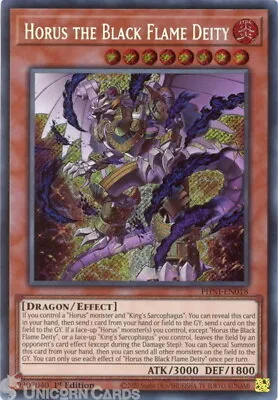 PHNI-EN018 Horus The Black Flame Deity :: Secret Rare 1st Edition YuGiOh Card • £2.70