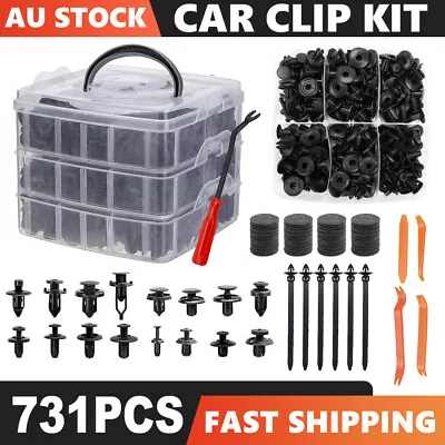 731pcs Car Trim Clips Plastic Rivet Push Pins Panel Fastener Bumper Retainer Kit • $21.95