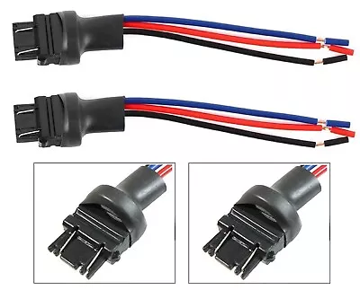 Pigtail Wire Male Socket 3157 T25 Two Harness Cable Front Turn Signal Bulb Plug • $9.97