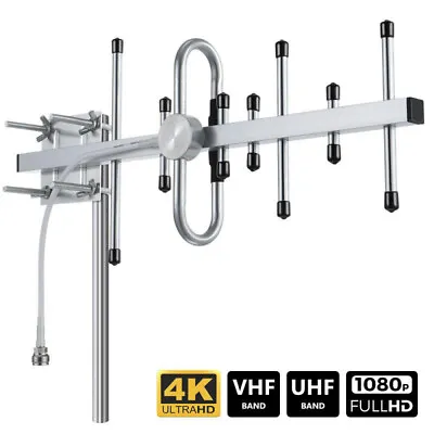 300 Miles Outdoor TV Yagi Antenna Amplified VHF / UHF HDTV 1080P 4K 360° Rotate  • $15.78