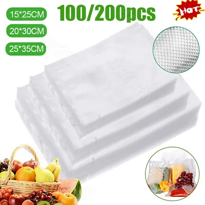 100/200 Pcs Vacuum Sealer Food Bags Storage Textured Pouches Seal Embossed Vacum • £7.57