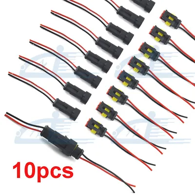 20PCS 2Pin Way Car Waterproof Male Female Electrical Connector Plug Wire Kit Set • $8.48