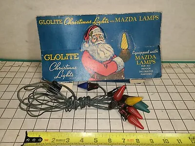 Vtg Christmas String Lights Santa Claus Box Glo-LITE  W Mazda Lamps • $18