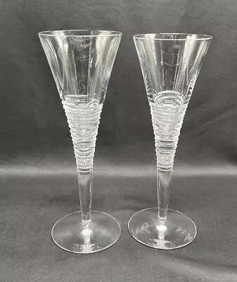 A Pair (2) Jasper Conran Stuart Crystal AURA Pattern Crystal Champagne Flutes • £72.29