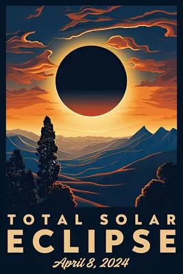Total Solar Eclipse Vintage Travel Poster 2024 Wall Art Poster Print Unframed • $6.99