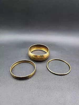 Set Of 3 Vintage Hammered Brass Stacking Bangle Bracelets - Free Shipping! • $14.99