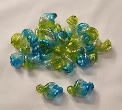 Rare Handmade Venetian Murano Glass Lampwork Tri-tone Twist Beads Lot Of Six 822 • $18