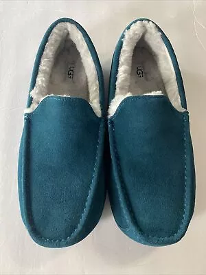 NIB UGG Men's ASCOT Wool UGGPure Lined Slip On Moccasin Slippers Marine Blue • $49.99