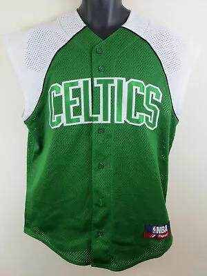 £120 • Buy Majestic Boston Celtics NBA Basketball Jersey Vest Shirt Button Up Mens Medium M
