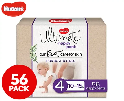 $89.92 • Buy Huggies Ultimate Size 4 10-15Kg Nappy Pants Jumbo 56Pk