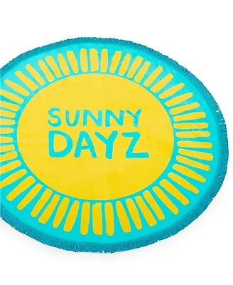 Martha Stewart Collection Cotton Velour Sunny Dayz 59  Round Fringed Beach Towel • $14.12