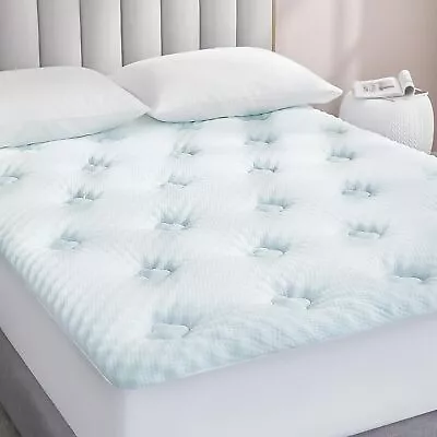 Memory Foam Mattress Topper Pad Cover Cooling Breathable 78x80 Inch White • $84.65