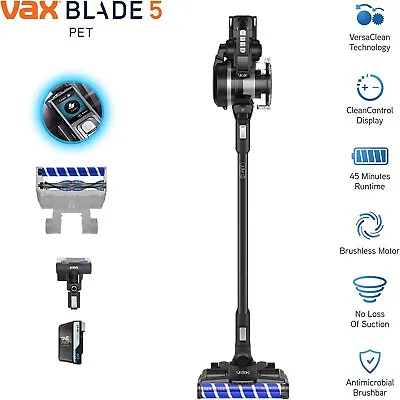 Vax Blade 5 Pet Dual Battery Cordless Vacuum Cleaner | CleanControl Display • £217.77