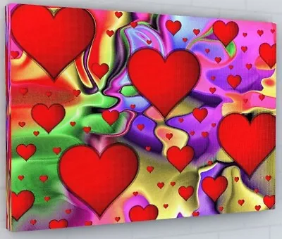 Abstract Love Love Heart Canvas Picture Print Wall Art Chunky Frame Large  • £39.77