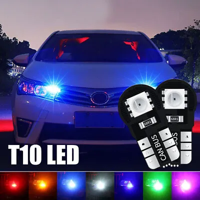 10Pcs/Set RGB LED Bulbs T10 5050 2SMD Car Parts Dome Read Light License Led Lamp • $5.18